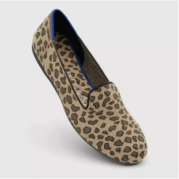 Rothy's Leopard Print Slip-On Loafer Flat Comfortable Tan/Black Size W9.5 NWOB